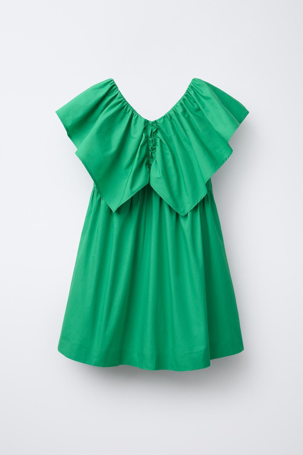 ZARA ПЛАТЬЕ С ВОЛАНАМИ, ЗЕЛЕНЫЙ