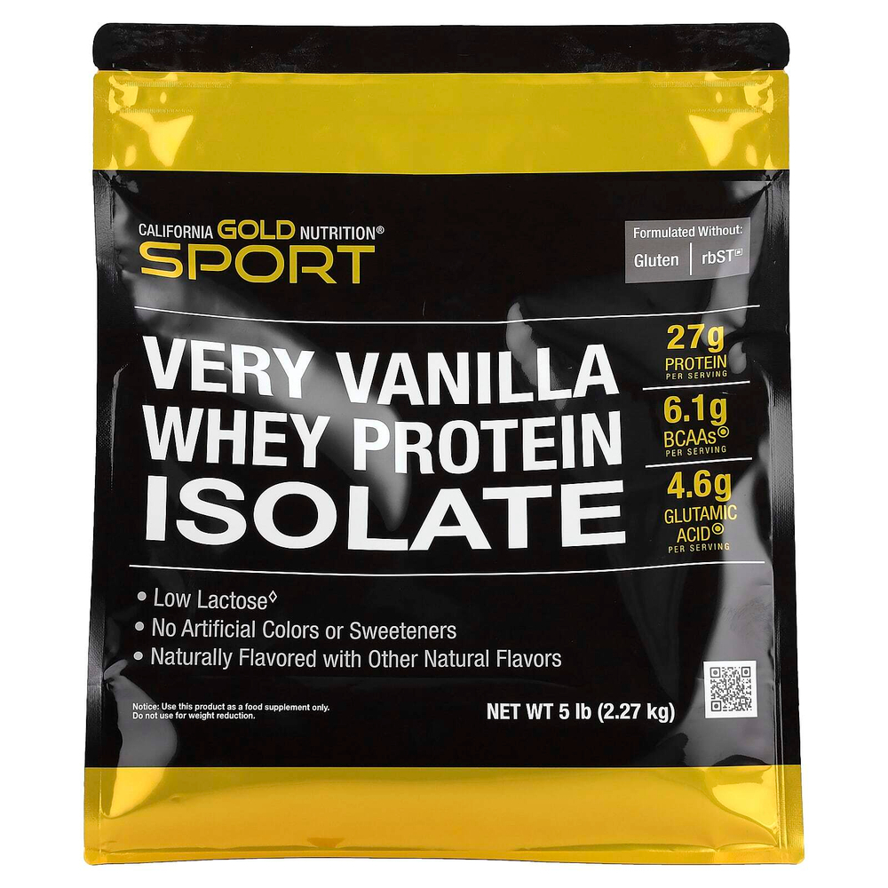California Gold Nutrition, изолят сывороточного протеина, с ванильным вкусом, 2,27 кг (5 фунтов)