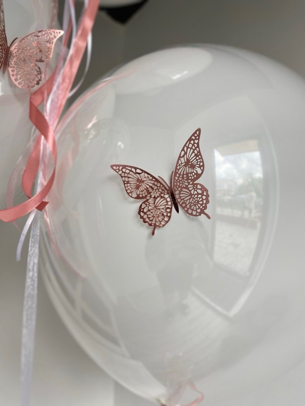 Воздушные шары  с бабочками на выписку из роддома №119