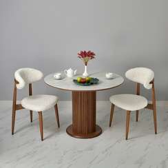 Стул Mod белый искусственный мех с ножками цвета орех