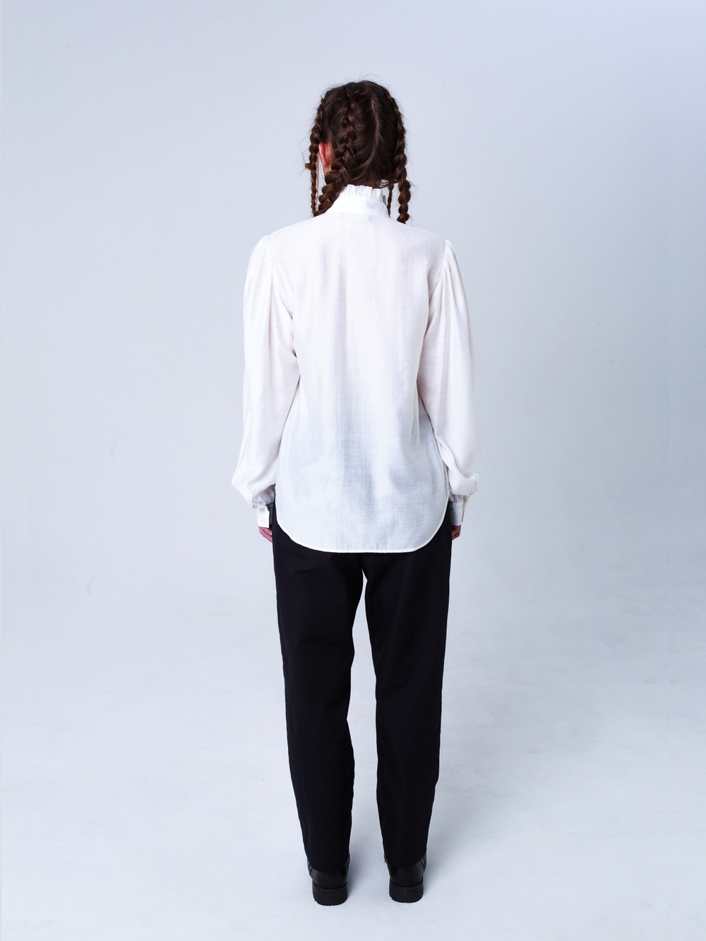 Блуза женская из тенсела и шелка "Крестьянская". Сливочный