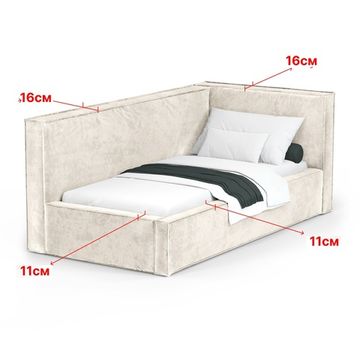 Кровать Bever ПРАВАЯ 140 с  ортопедическим основанием без ПМ -  Nebby 205