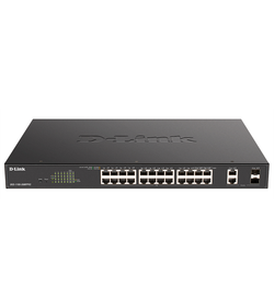 Коммутатор D-Link EasySmart L2 Switch 24х1000Base-T PoE, 2xCombo 1000Base-T/SFP, PoE Budget 525W, 4 PoE ports 802.3bt (90W)