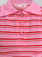 Футболка JL 625 укороченная в полоску с воротником