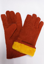 Краги "Металлург" сварщика красные зимние с подк оранж мех (12шт/уп)