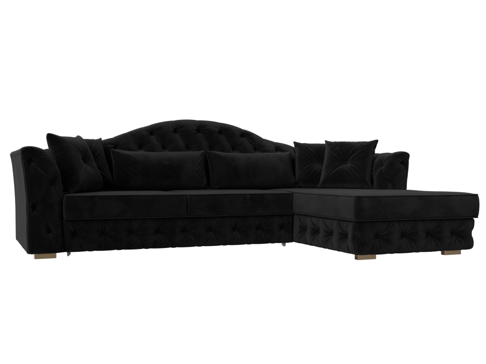 Диван угловой Артис правый угол, Черный, Велюр, 121581
