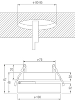 Встраиваемый поворотный светодиодный светильник,  12Вт