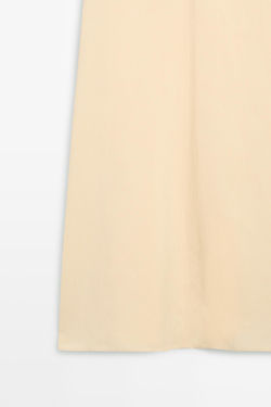 Massimo Dutti Платье миди с горловиной халтер из струящегося льна, ванильный