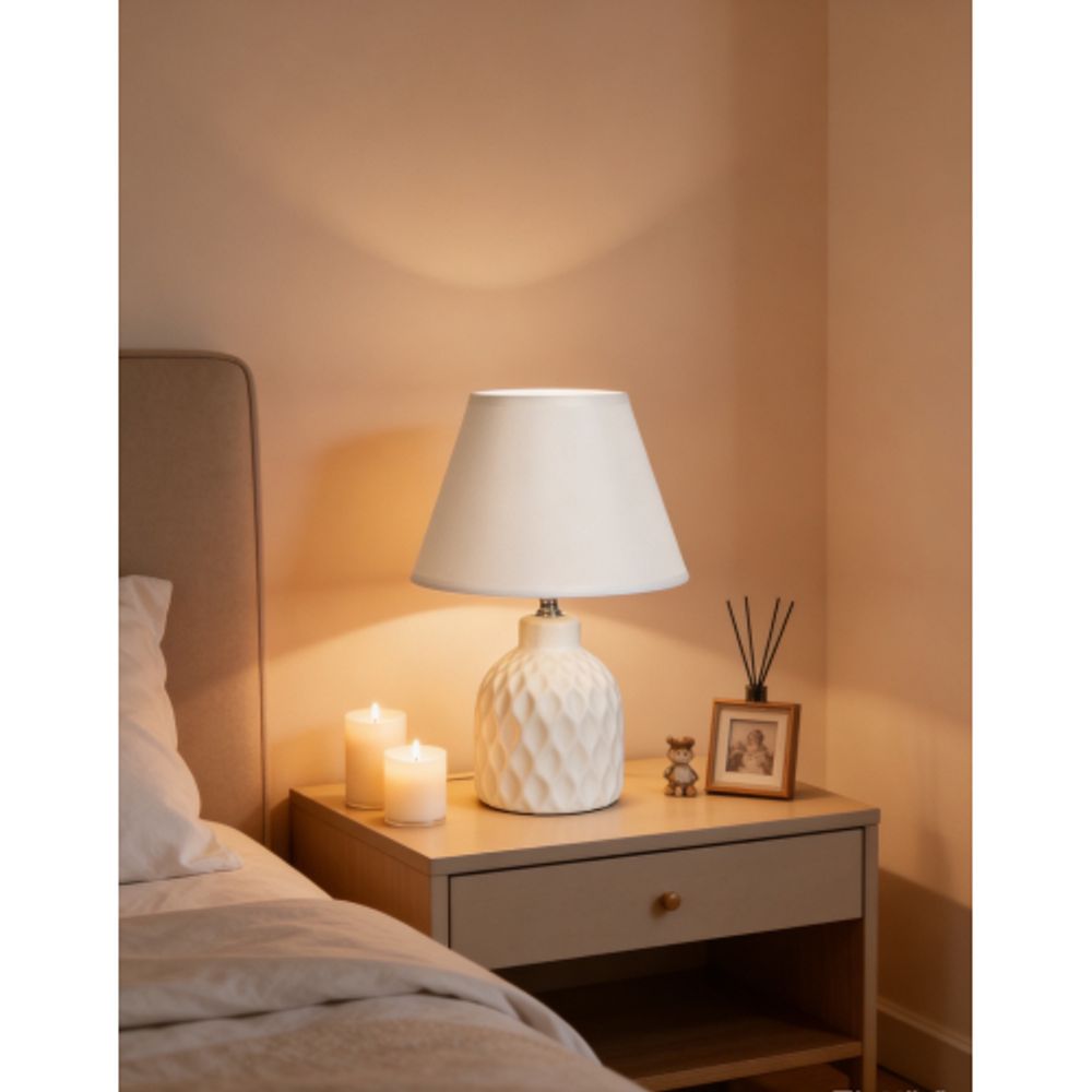 Настольная лампа Rivoli   7550-501 1 х Е14 40 Вт керамика белая с абажуром