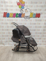 Санки-коляски Galaxy Snow Glory Gloss коричневый-серый