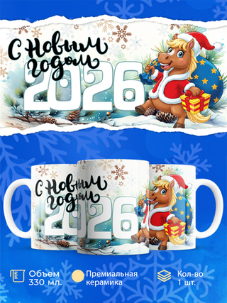 Кружка новый год 2026, 330мл, 1шт