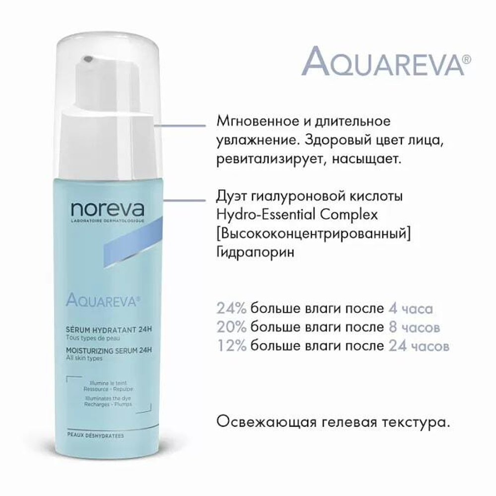 Норева Акварева Сыворотка увлажняющая 24 часа Noreva Aquareva Serum Hydratant 24H 30 мл