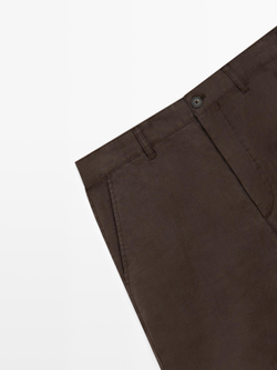 Massimo Dutti Длинные льняные бермуды, коричневый