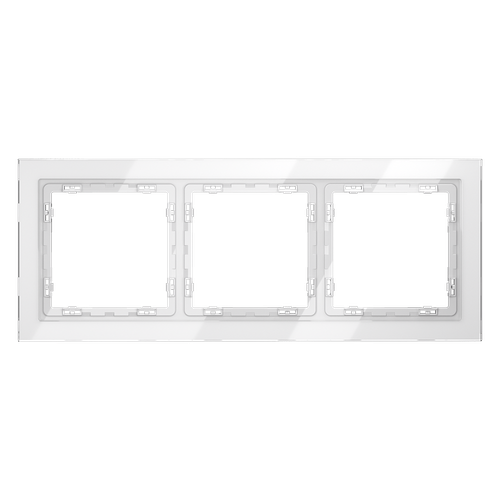Рамка стеклянная VOLTUM S70 на 3 поста, (белый, стекло)
