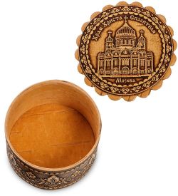 BST-115/ 1 Шкатулка «Храм Христа Спасителя» мал. (береста)