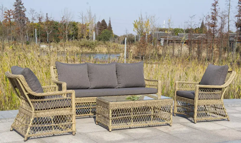 "Гранд Латте" стол журнальный из искусственного ротанга, цвет соломенный