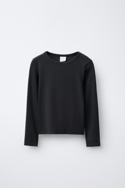 ZARA ОДНОТОННАЯ ФУТБОЛКА С МОДАЛОМ, АНТРАЦИТОВО-СЕРЫЙ