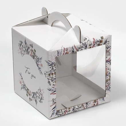 Коробка кондитерская с окном, сундук, «Нежный венок» 20 х 20 х 20 см