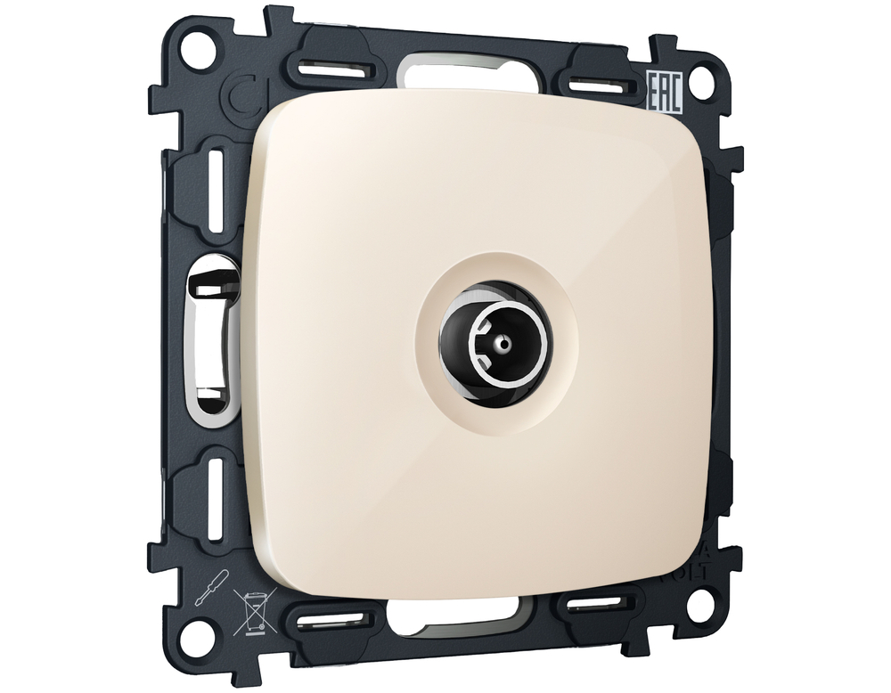 MO313010 Комплект механизма TV розетки оконечной OMEGA Бежевый глянец 50-870 MHz 1dB QUANT (OP3130, VM202)