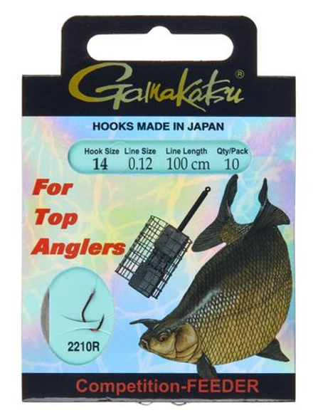 Крючки с поводком Gamakatsu Booklet BR. FEEDER 2210R разм. 14-0.12мм 100см 10шт.