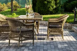 "Амароне" обеденная группа из искусственного ротанга на 6 персон, цвет соломенный