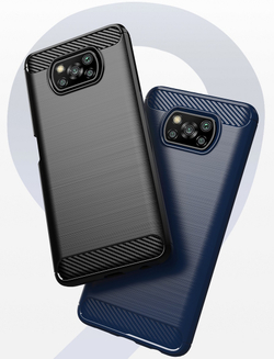 Чехол защитный черного цвета на Xiaomi Poco X3 NFC, серия Carbon от Caseport