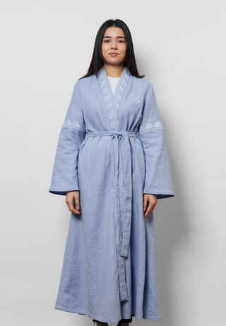 Шапан льняной макси OYU TOLQYN LIGHT BLUE