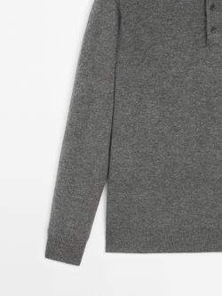 Massimo Dutti Свитер из смесовой шерсти с воротником поло, антрацитово-серый