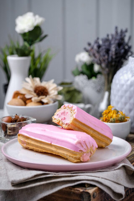 Пирожное "Эклер малиновый" 6шт