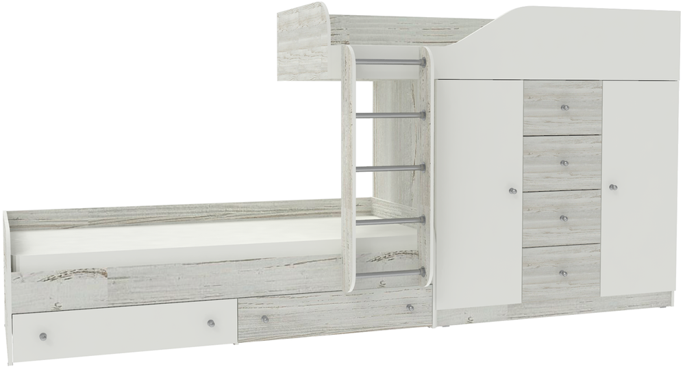 Двухъярусная кровать КарИВи Астра 6 Винтерберг Белый