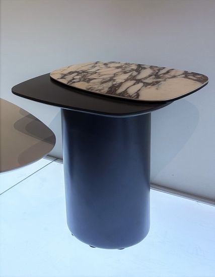 Стол кофейный ARVID TL-312 испанская керамика на стекле/ МДФ окраш. / темно-серый МДФ каркас