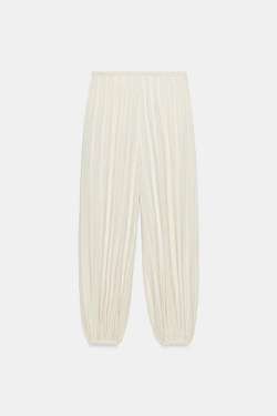 ZARA БРЮКИ-ШАРОВАРЫ В ПОЛОСКУ — ZW COLLECTION, ЭКРЮ