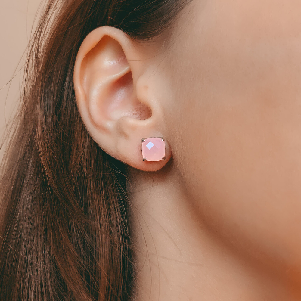 Серьги Wild Flower с розовым халцедоном