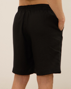 Шорты мужские, из 100% льна, черные