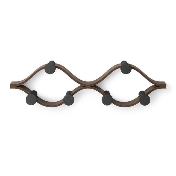 Вешалка настенная montage, 6 крючков, черный/орех