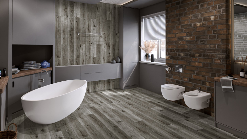 LVT-плитка Damy Floor T7020-5D-LVT Дуб Состаренный Серый