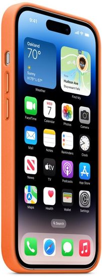 Чехол Apple MagSafe для iPhone 14 Pro Max, кожа, оранжевый