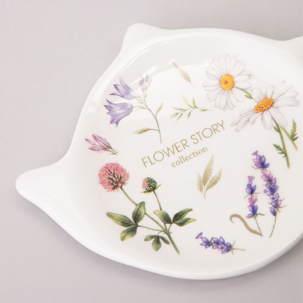 ПОДСТАВКА ПОД ЧАЙНЫЙ ПАКЕТИК AGNESS "FLOWER STORY" 12*8,5*1,5 СМ (КОР=144ШТ.)