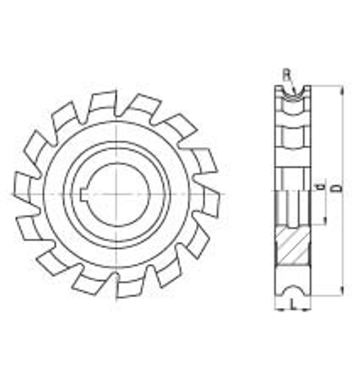 Фреза дисковая радиусная вогнутая  DIN 855 - A  5 - HSS 0641-593-221701