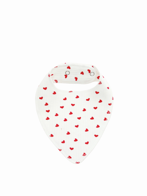 Двусторонний нагрудник (лапша) Сердечки (0-12 мес)