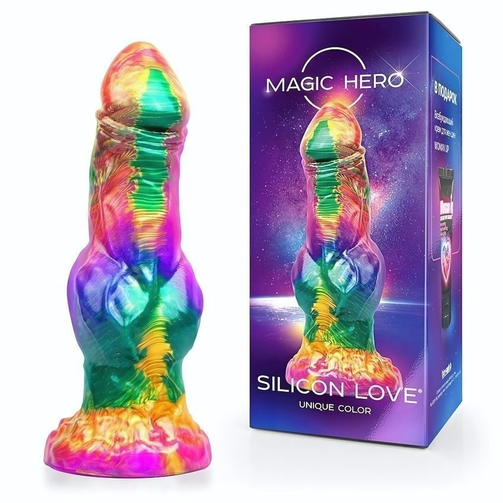 Разноцветный фантазийный фаллоимитатор на присоске - 24 см. (Цвет: разноцветный)