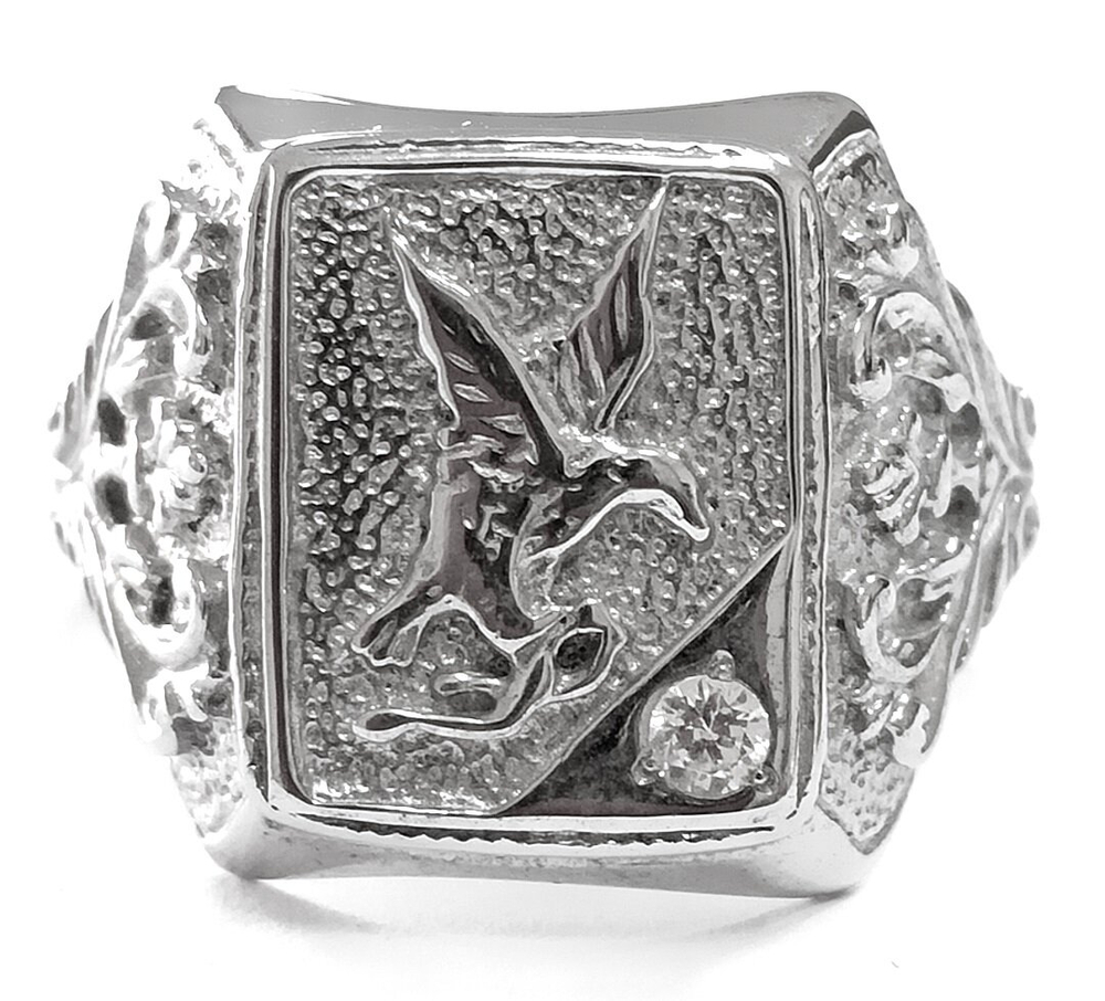 Ювелирное мужское кольцо из серебра 925 пробы,вставка фианит,размер 21.5