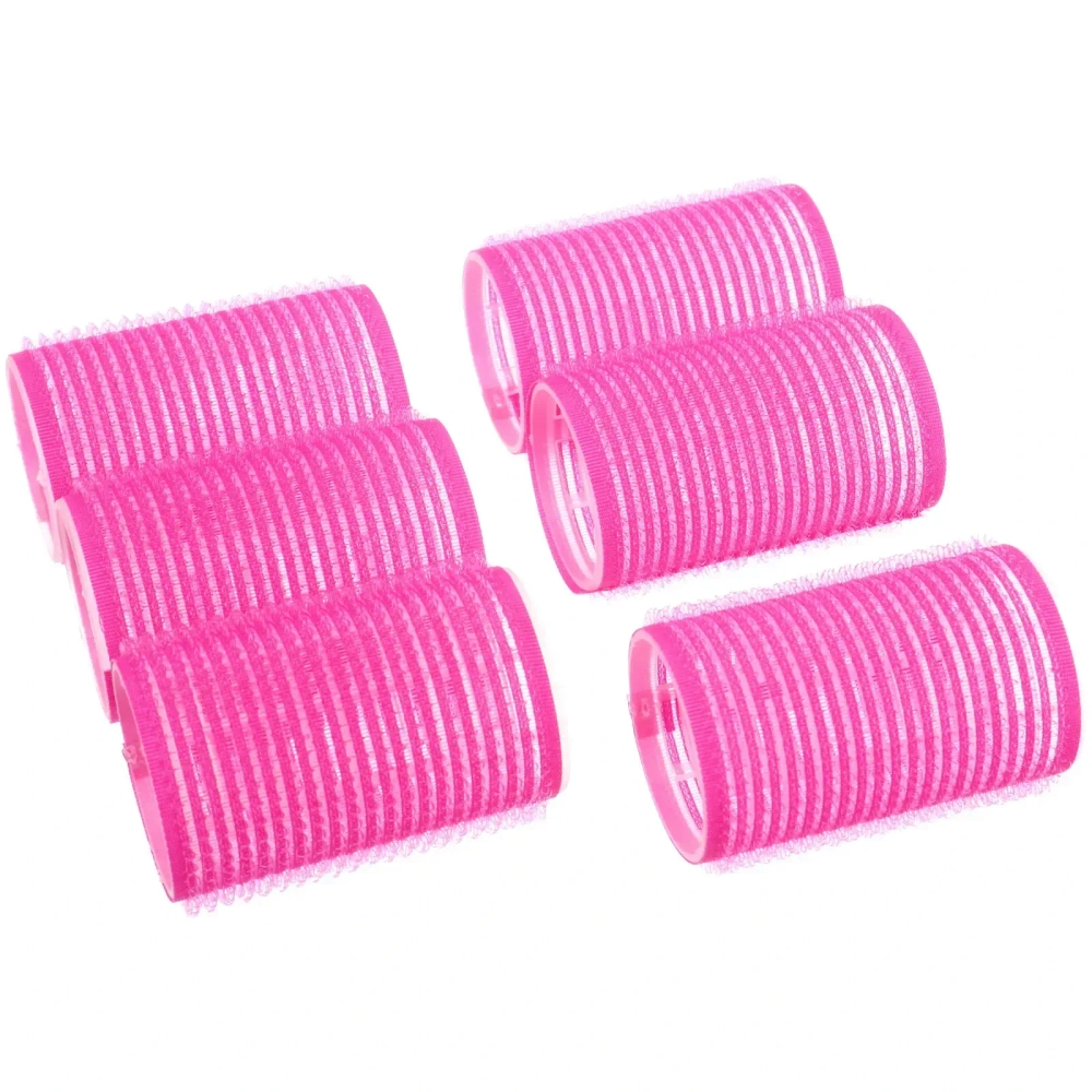 Бигуди липучки, 6шт., однотонные, d-3,6см фуксия