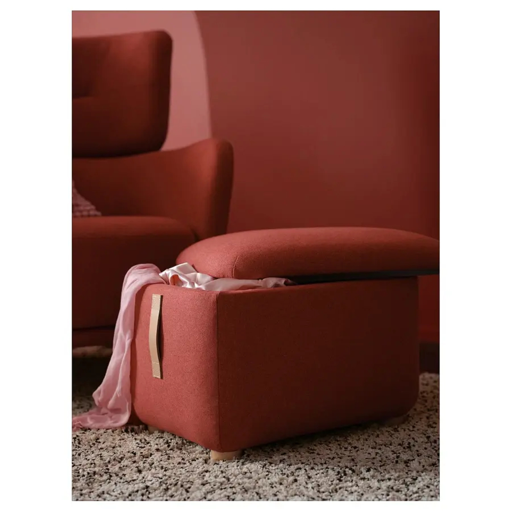 Пуф с местом для хранения - IKEA OSKARSHAMN/ОСКАРСХАМН ИКЕА, 40х42х57 см, красный