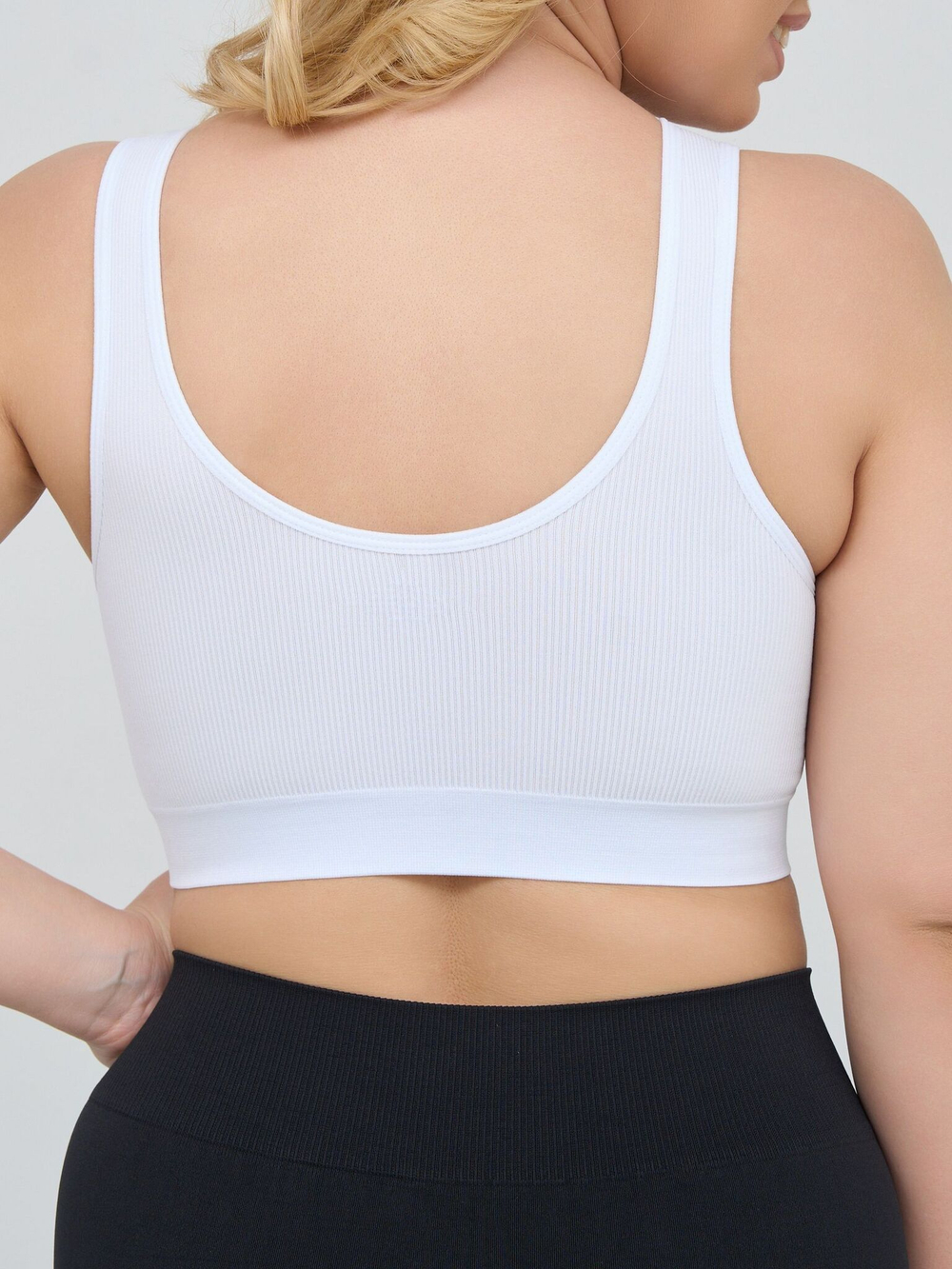 Бюстгальтер-топ в мелкий рубчик (Размер: 3X) (Цвет: серый)