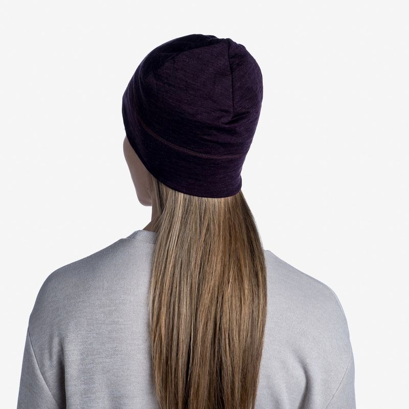 Тонкая шерстяная шапка Buff Hat Wool Iightweight Solid Deep Purple Фото 4