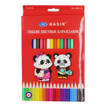 Карандаши цветные, Basir, деревянные, серия "Панда", цветная упаковка, 18 шт