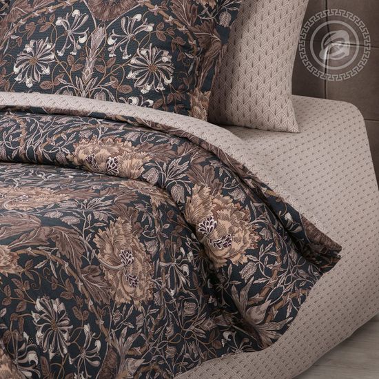 Семейный комплект постельного белья Морис сатин коричневый