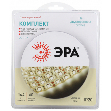 ЭРА Комплект светодиодной ленты 5050kit-14,4-60-12-IP20-2700-5m