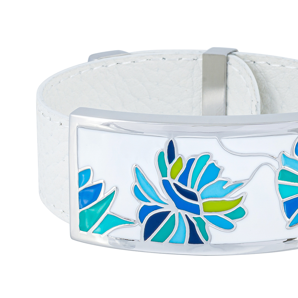 Браслет Fiore Luna на белом кожаном ремешке CB13599-1A